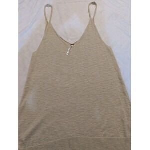 Free People FP Knit Tank Top Sz XS Beige Crop Oversized Boho Hippie Soft Stretch